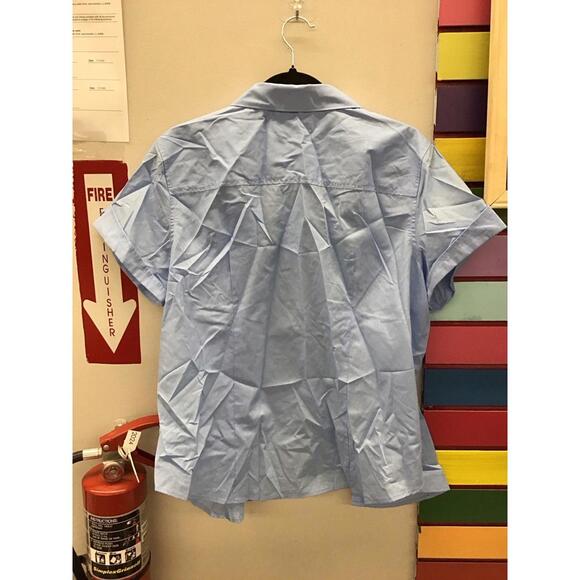 Women’s Liz Claiborne woven button down short sleeve size XL placid blue new - Picture 3 of 3